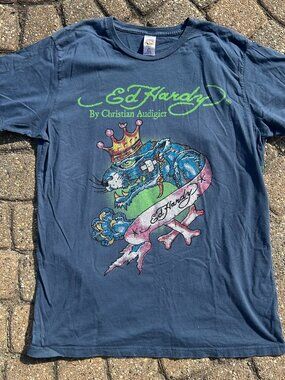 Vintage Ed Hardy by Christian Audigier "Crouching Panther" Rhinestone Tee Sz XL